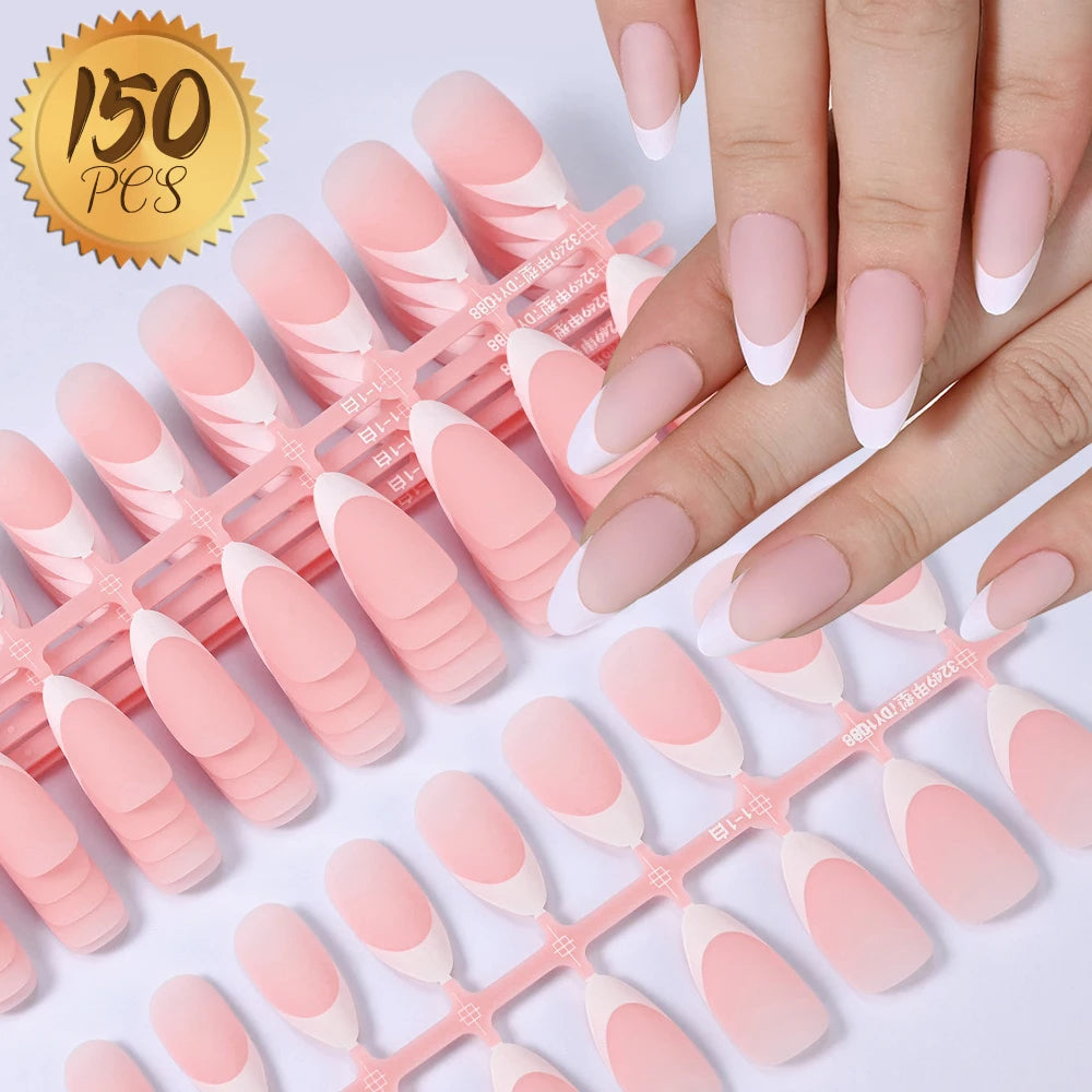 100 pcs d’ongles press-on rose clair, courts à moyens, carrés, faux ongles portables, 10 tailles, couverture complète, décoration pour doigts