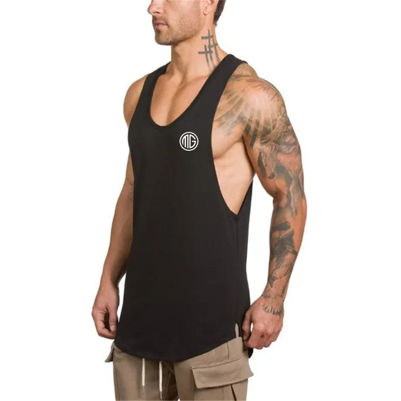 Brand gym clothing cotton singlets bodybuilding stringer tank top men fitness shirt muscle guys sleeveless vest Tanktop
