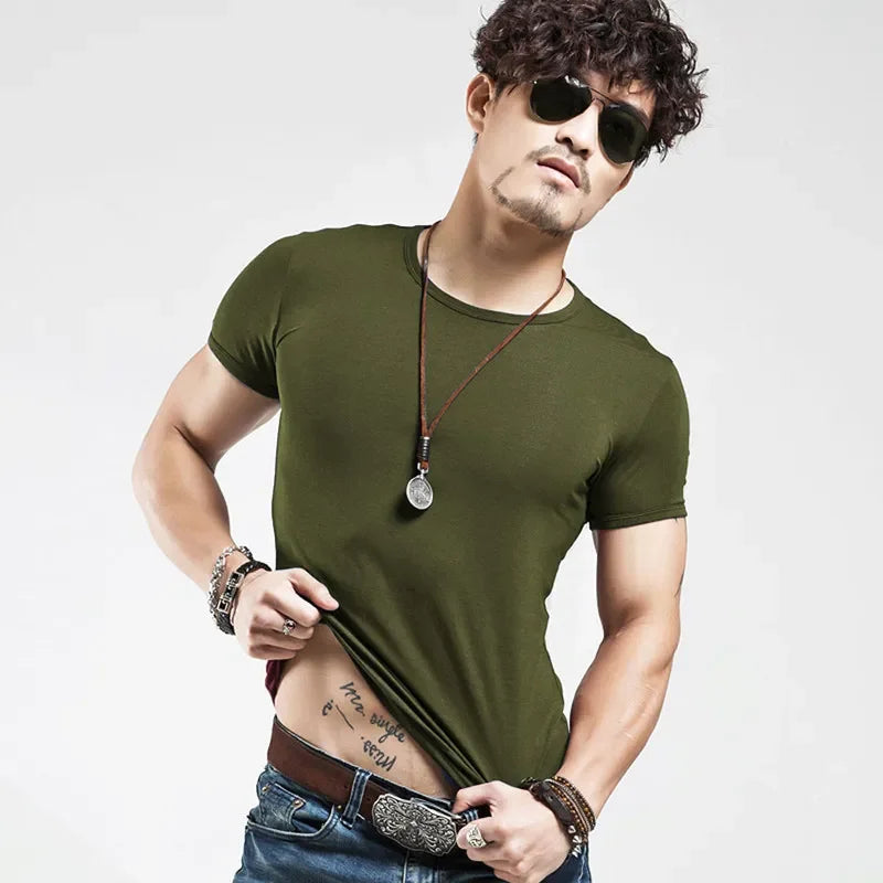 2026 Brand New Men T-Shirt Tops V-neck Short Sleeve Tees Men's Fashion Fitness Hot T-shirt For Male Man T-shirt Size 5XL