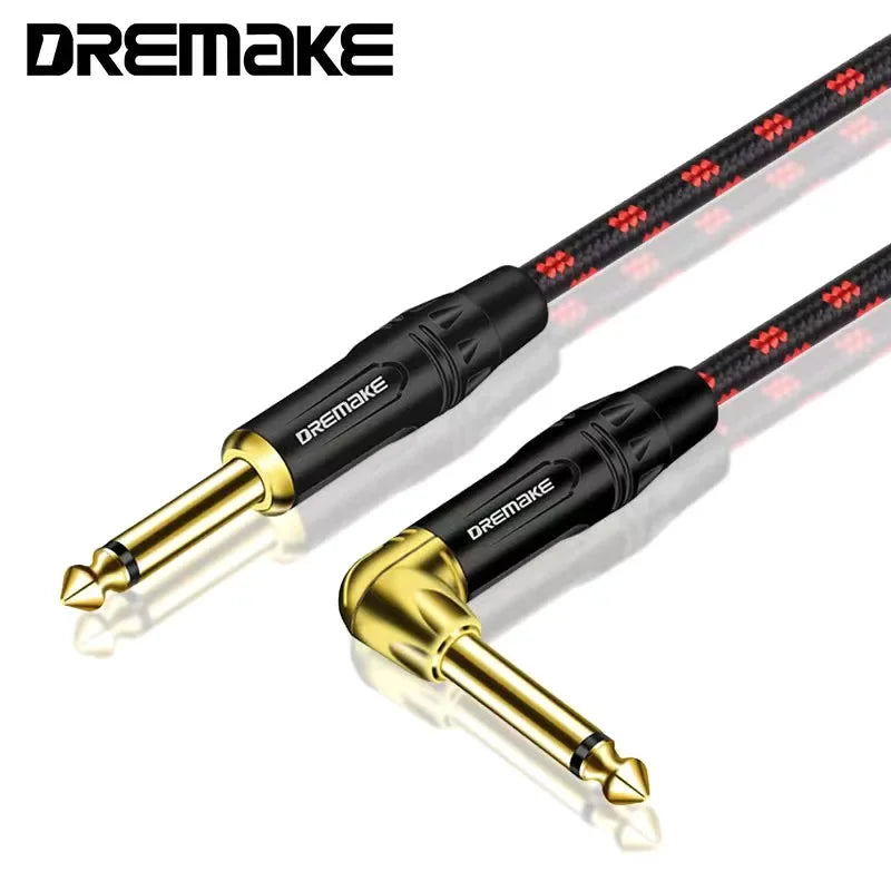 6.35 mm Mono Jack Cable Gold Plated Guitar Cable Male to Male Cotton Braided Instrument Cable for Guitar Bass Keyboard