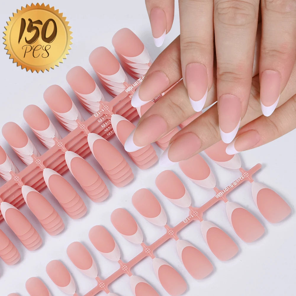 100 pcs d’ongles press-on rose clair, courts à moyens, carrés, faux ongles portables, 10 tailles, couverture complète, décoration pour doigts