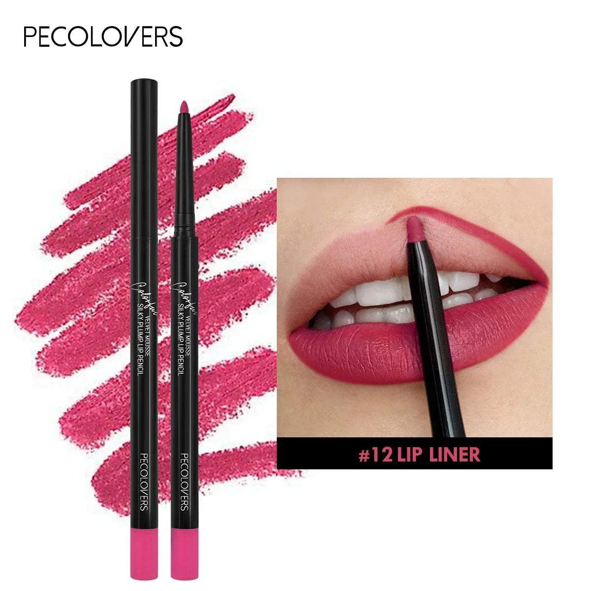 12Color Waterproof Matte Lipliner Pencil Sexy Red Contour Tint Lipstick Lasting Non-stick Cup Moisturising Lips Makeup Cosmetic