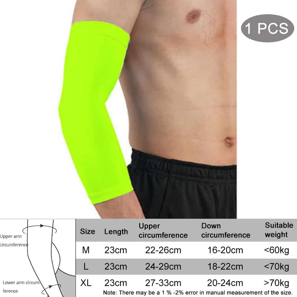 1Pcs Breathable Quick Dry UV Protection Running Arm Sleeves Basketball Elbow Pad Fitness Armguards Sports Cycling Arm Warmers