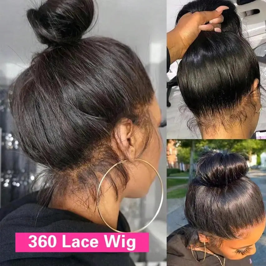 13x6 HD Lace Straight Human Hair Wig Natural Color Pre-Plucked Natural Hairline Remy Hair Glueless Wig For Women
