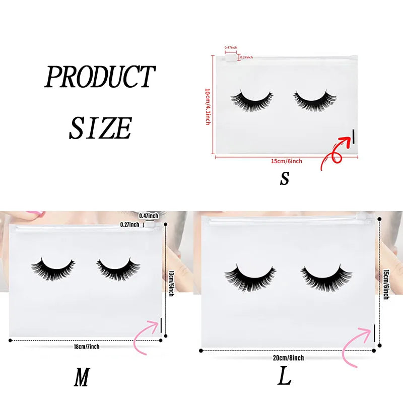 50pcs Eyelash Aftercare Bags Reusable EVA Makeup Bags Toilet Travel Plastic Storage Bag Makeup Pouch Cosmetic With Zipper