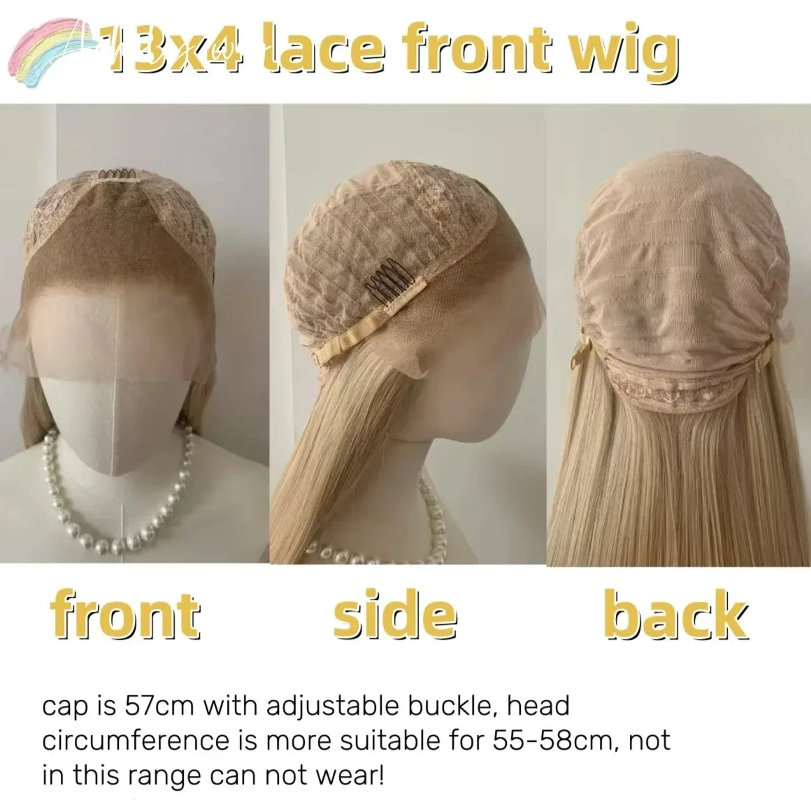 Perruque rose clair pour femmes 13x4 Lace Front, perruque synthétique longue droite de 26 pouces, fibre douce et résistante à la chaleur, perruque cosplay