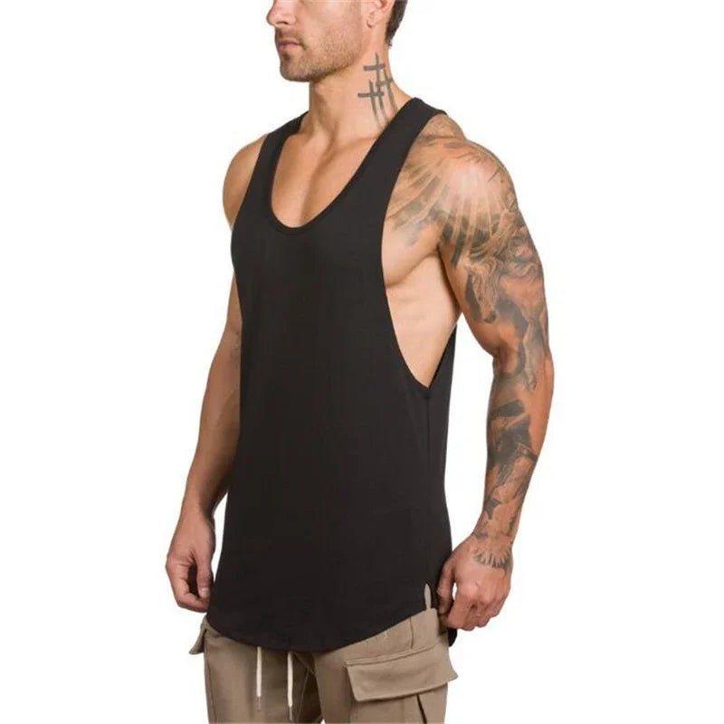 Brand gym clothing cotton singlets bodybuilding stringer tank top men fitness shirt muscle guys sleeveless vest Tanktop