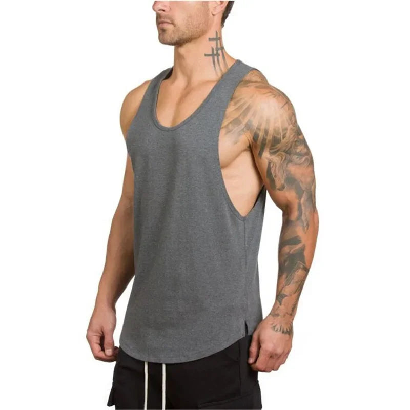Brand gym clothing cotton singlets bodybuilding stringer tank top men fitness shirt muscle guys sleeveless vest Tanktop