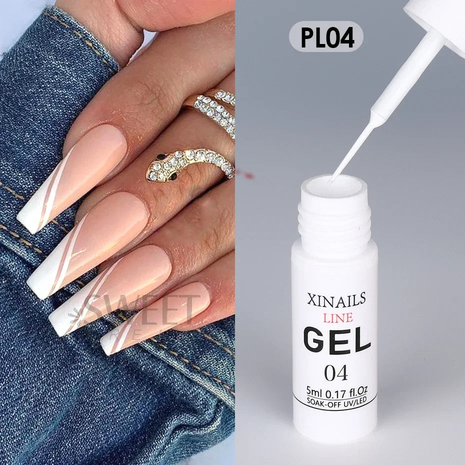 Vernis à ongles gel liner 5ml avec pinceau - Fil soie stylo noir blanc, peinture semi-permanente, outils de graffiti pour dessin et manucure