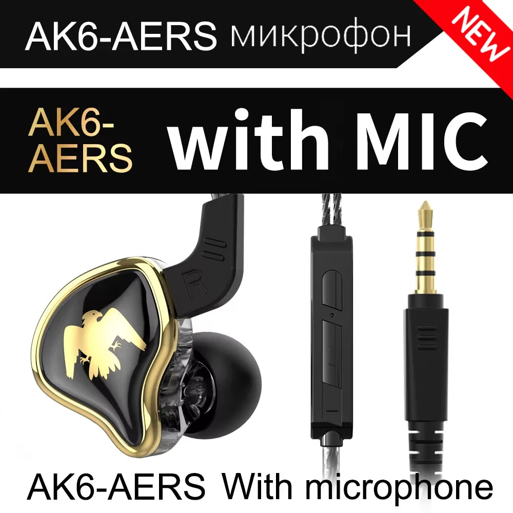 Original QKZ AK6 ARES/DMX/AKX Earphones HIFI Heavy Bass In Ear Monitor Wired Headphones With Mic Noise Cancell Sport Game Music