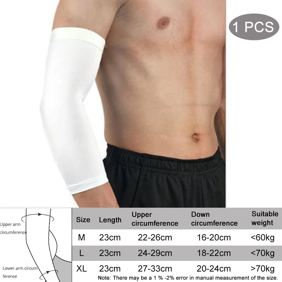 1Pcs Breathable Quick Dry UV Protection Running Arm Sleeves Basketball Elbow Pad Fitness Armguards Sports Cycling Arm Warmers