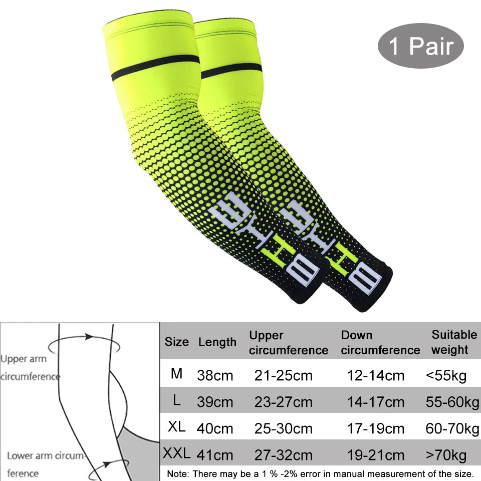 1Pcs Breathable Quick Dry UV Protection Running Arm Sleeves Basketball Elbow Pad Fitness Armguards Sports Cycling Arm Warmers
