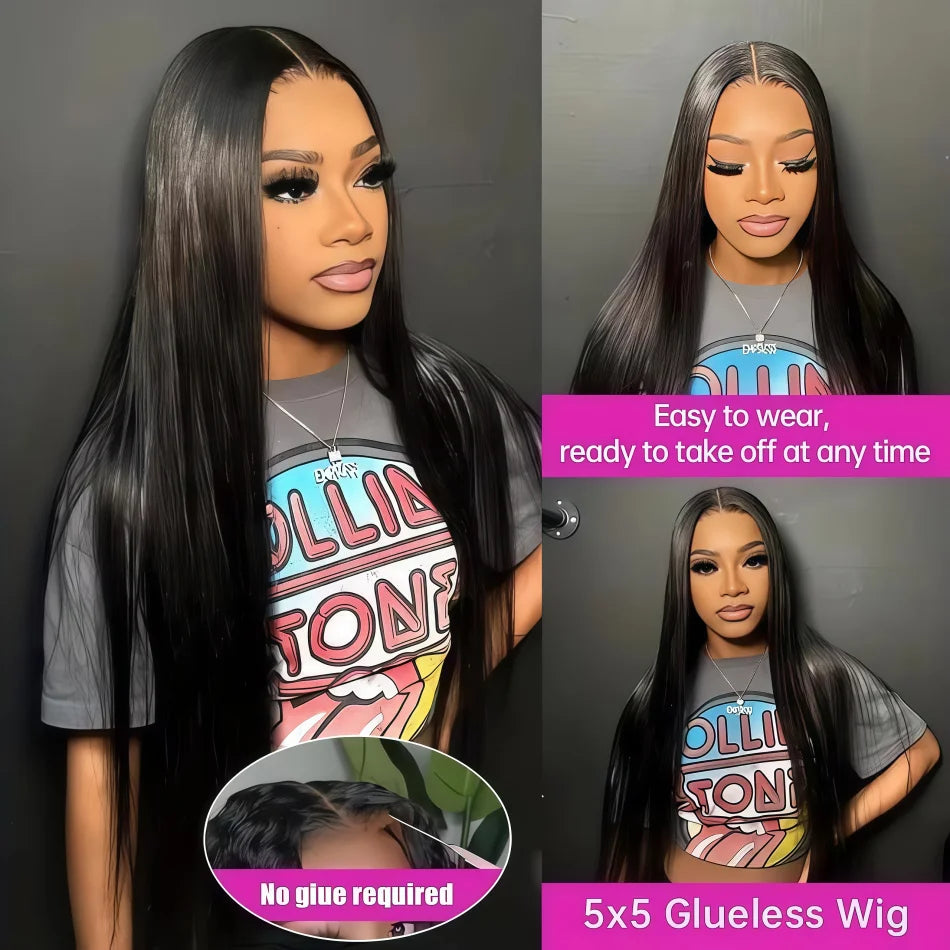 30 Inch Straight Human Hair Wigs 4x4 5x5 Glueless Bone Straight Lace Front Wigs 13x4 13x6 HD Lace Frontal Wigs For Black Women