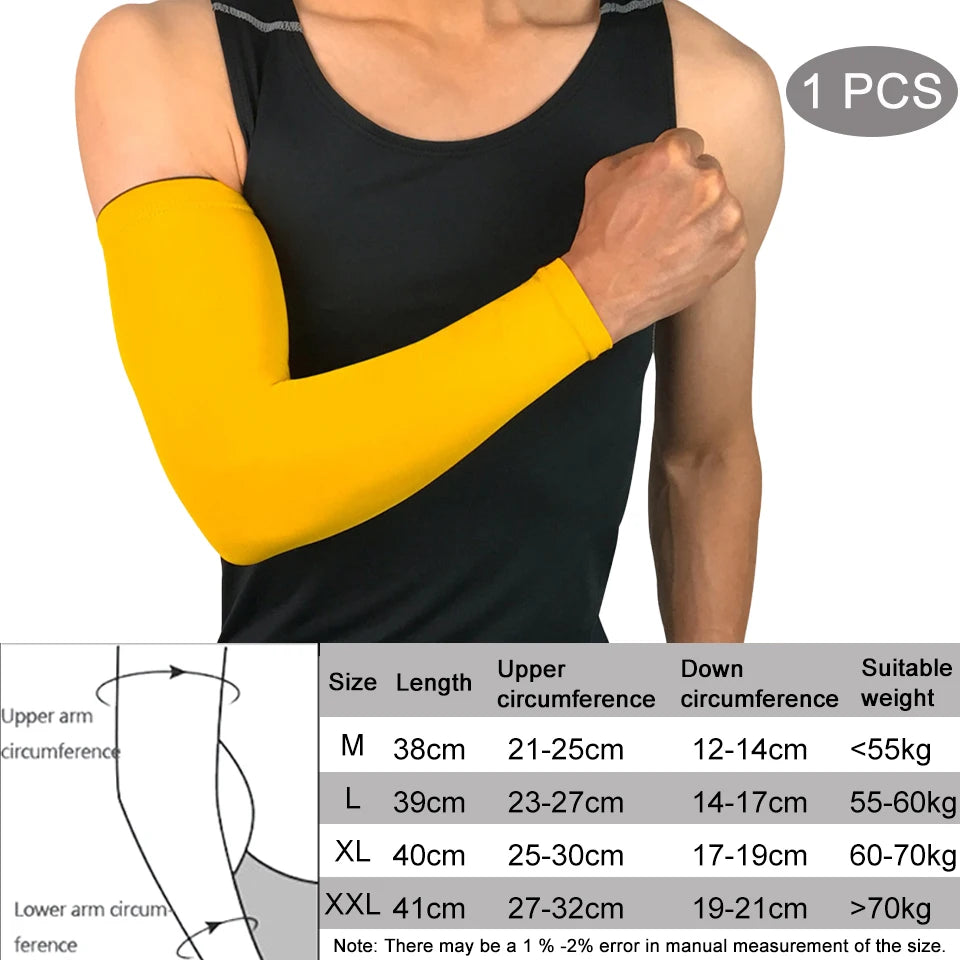 1Pcs Breathable Quick Dry UV Protection Running Arm Sleeves Basketball Elbow Pad Fitness Armguards Sports Cycling Arm Warmers