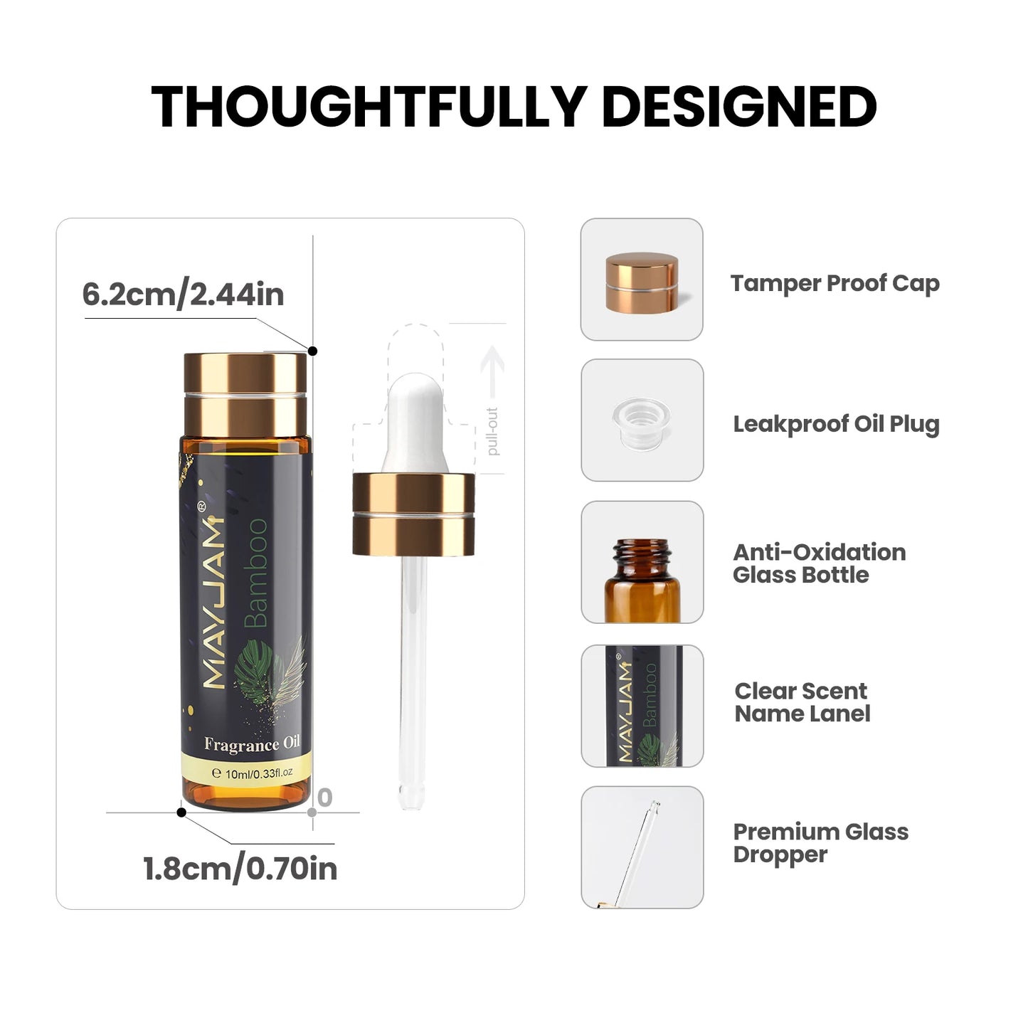 MAYJAM Fragrance Oils with Dropper Bamboo Bay Rum Forest Pine Fresh Cut Grass Rain New Aroma Oils For Humidifier Diffuser