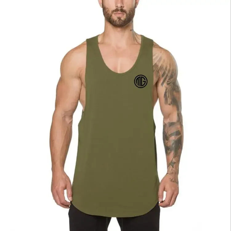 Brand gym clothing cotton singlets bodybuilding stringer tank top men fitness shirt muscle guys sleeveless vest Tanktop