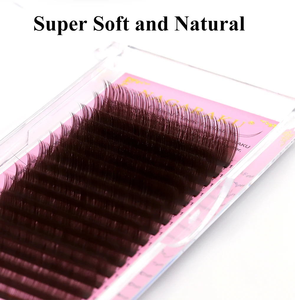 NAGARAKU Brown Eyelashes Individual Eyelash Makeup 16 Lines Brown Color High Quality Super Soft Natural Synthetic Mink