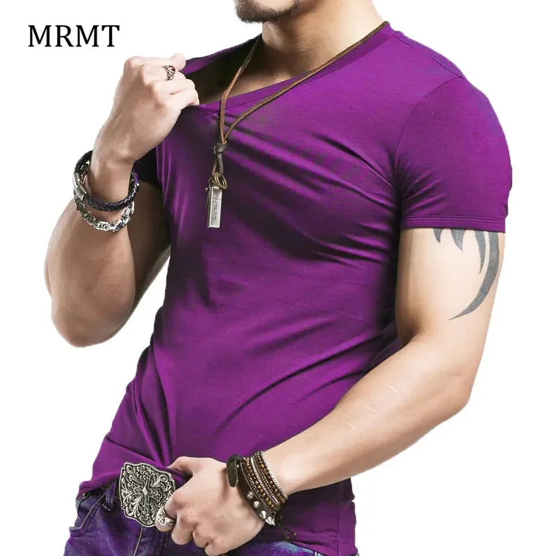 2026 Brand New Men T-Shirt Tops V-neck Short Sleeve Tees Men's Fashion Fitness Hot T-shirt For Male Man T-shirt Size 5XL