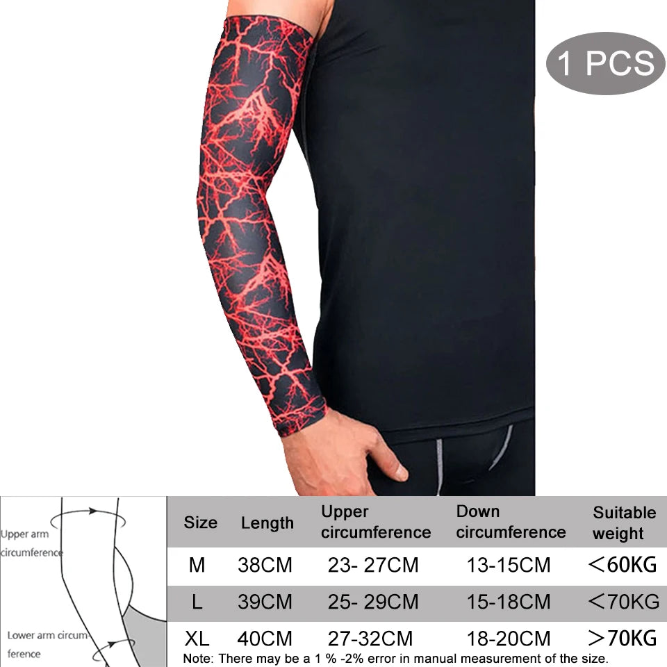 1Pcs Breathable Quick Dry UV Protection Running Arm Sleeves Basketball Elbow Pad Fitness Armguards Sports Cycling Arm Warmers