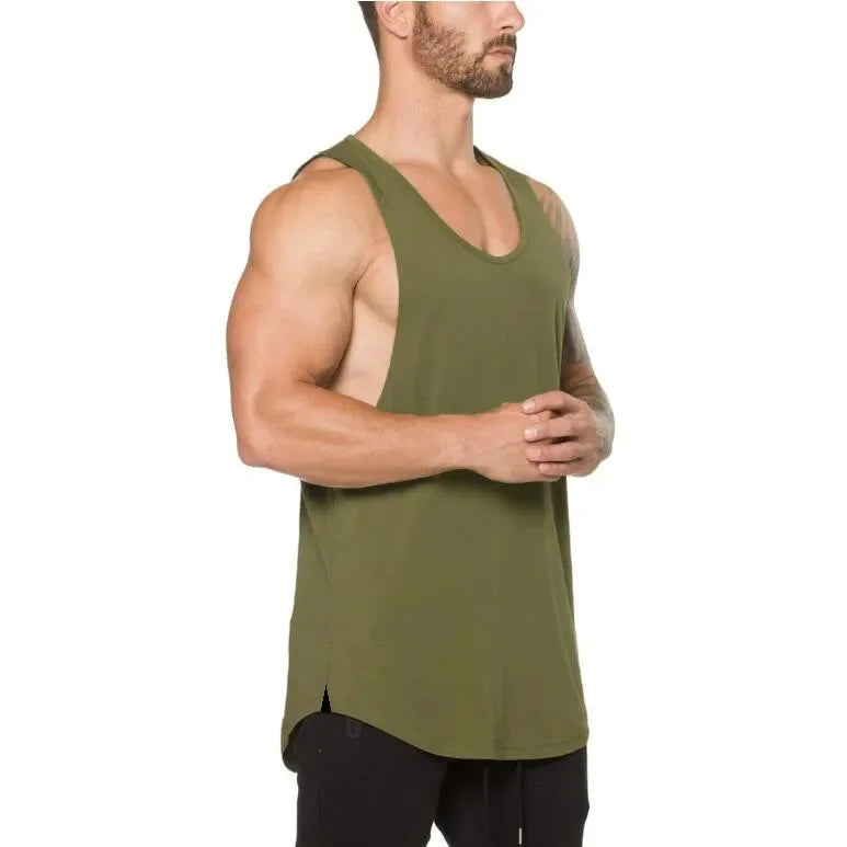 Brand gym clothing cotton singlets bodybuilding stringer tank top men fitness shirt muscle guys sleeveless vest Tanktop