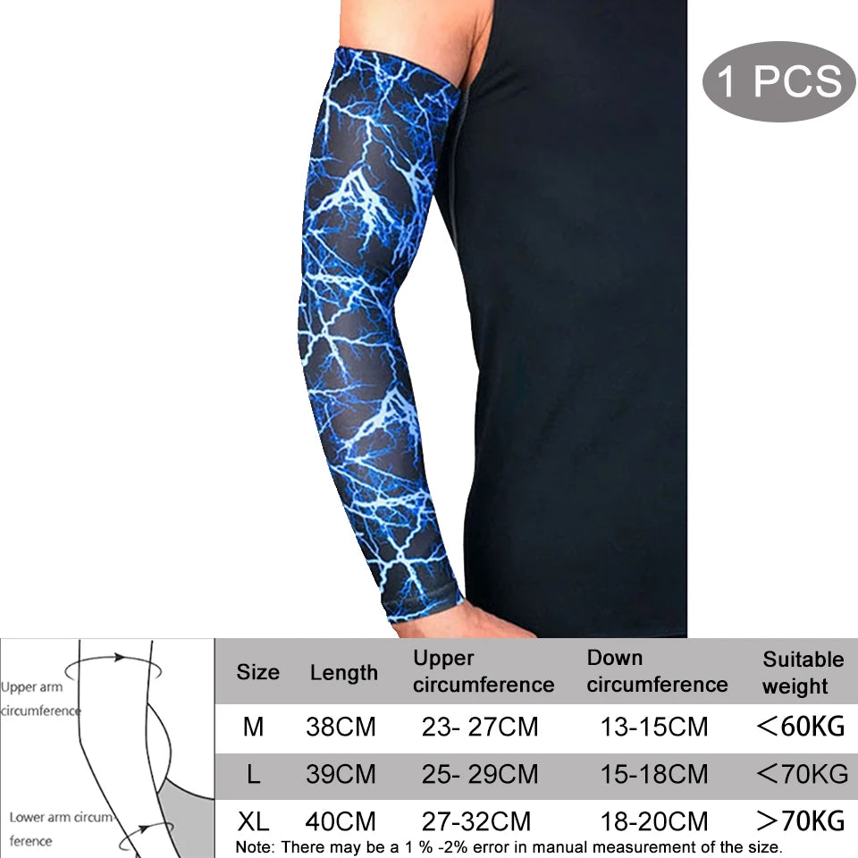 1Pcs Breathable Quick Dry UV Protection Running Arm Sleeves Basketball Elbow Pad Fitness Armguards Sports Cycling Arm Warmers