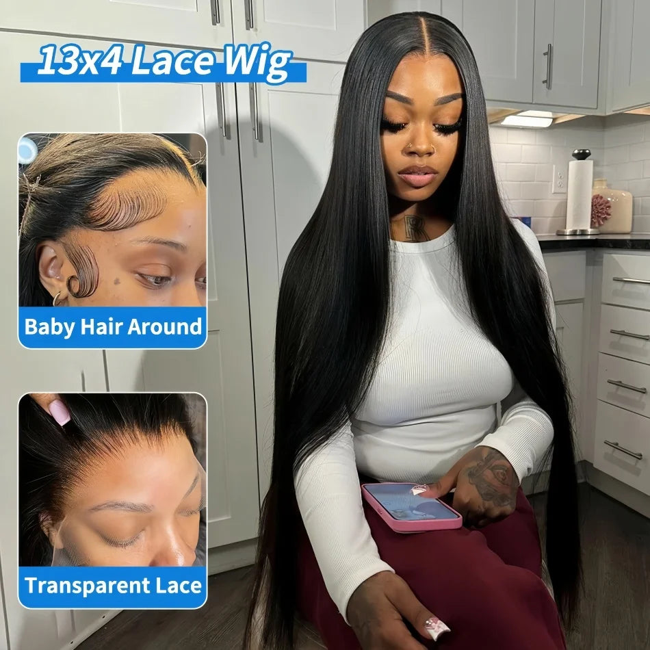 30 Inch Straight Human Hair Wigs 4x4 5x5 Glueless Bone Straight Lace Front Wigs 13x4 13x6 HD Lace Frontal Wigs For Black Women