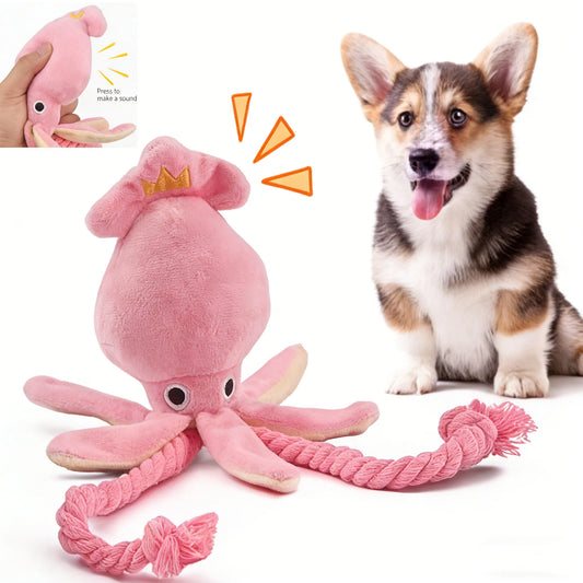 Dog toys; cat toys; sound-emitting cotton rope octopus; durable chew toys for teeth cleaning; interactive pet toys.