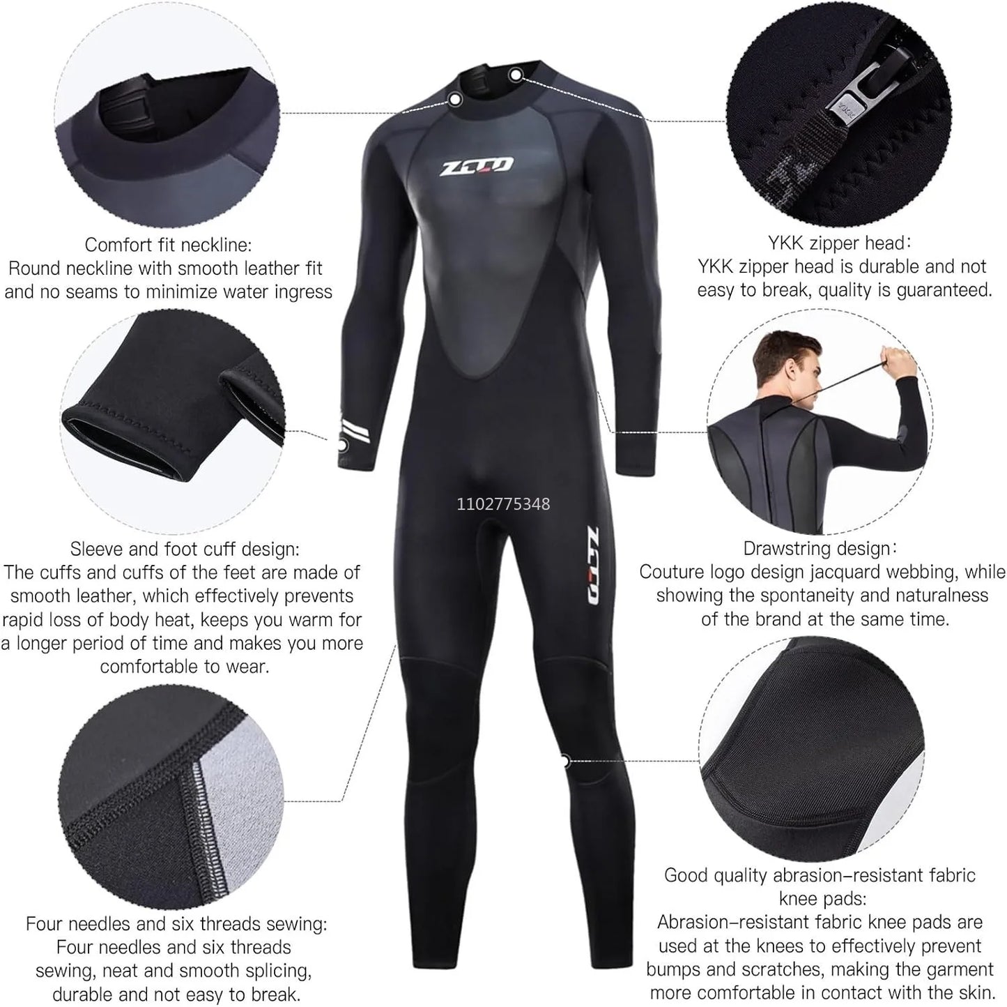 3mm Neoprene Wetsuits Men Women Wet Suit One-Piece Swimsuit for Cold Water Diving Surfing Snorkeling Kayaking Diving Suit
