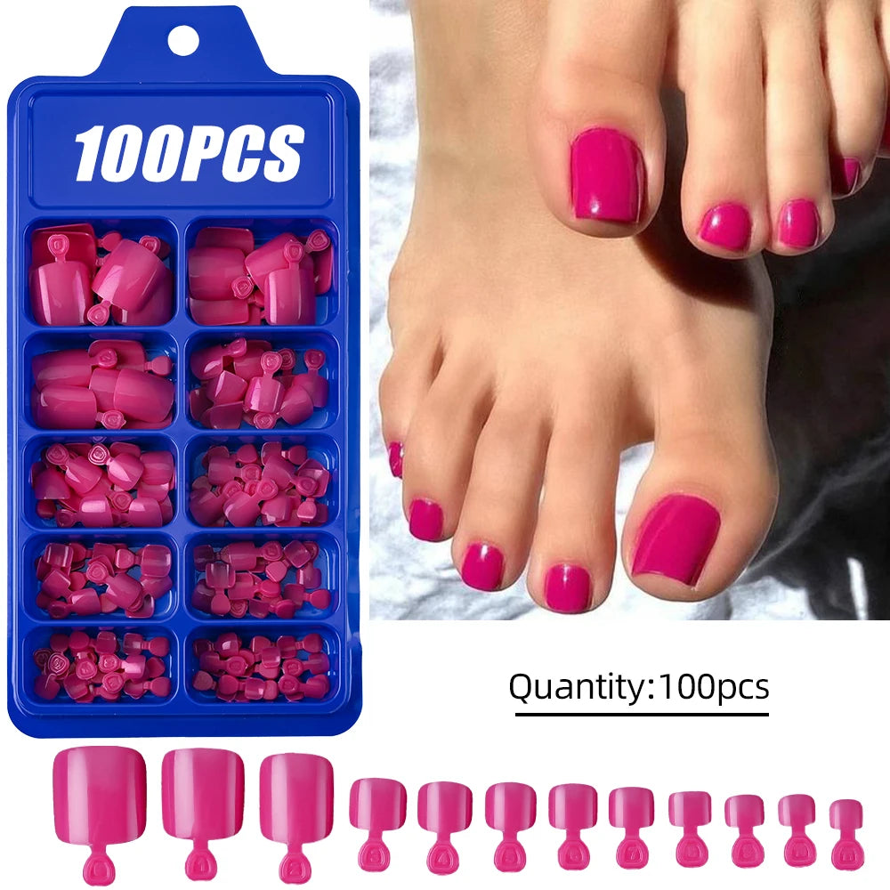 100 pcs d’ongles press-on rose clair, courts à moyens, carrés, faux ongles portables, 10 tailles, couverture complète, décoration pour doigts
