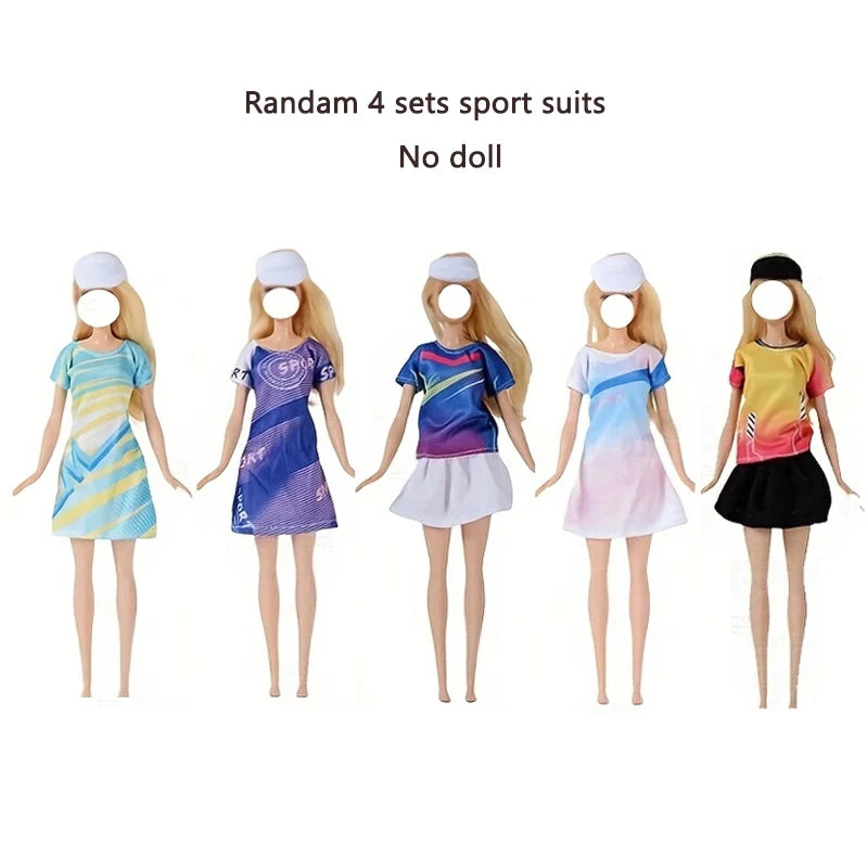 Random 4 sets/Lot 11.5in/30cm Doll Clothes Fashion Outfits Sexy Swimsuits Sport Wear Casual Dresses Doll Accessories