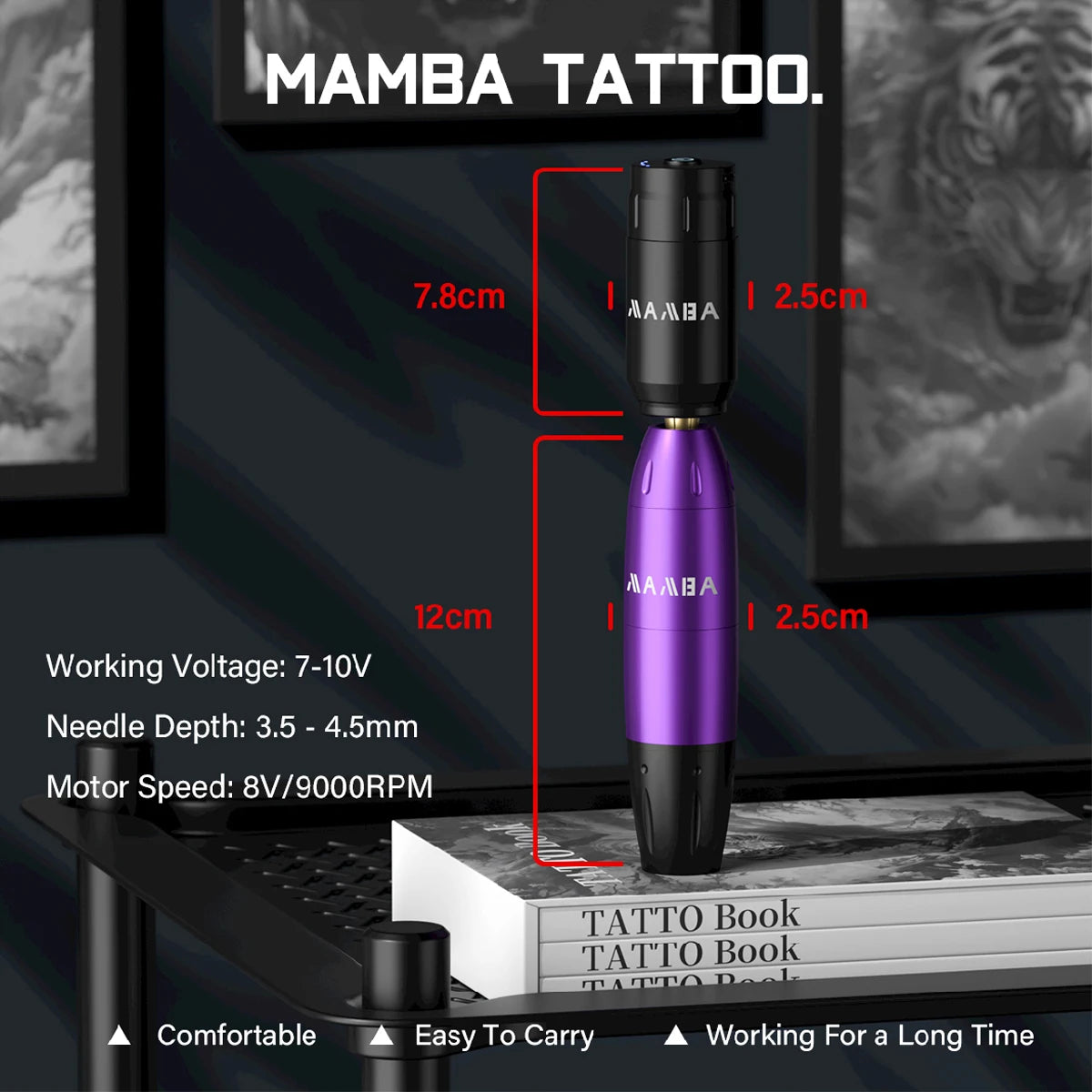 Professional Mamba Tattoo Kit Wireless Rechargeable Mini Tattoo Battery Power Set RCA Interface Rotary Tattoo Machine Pen Kit