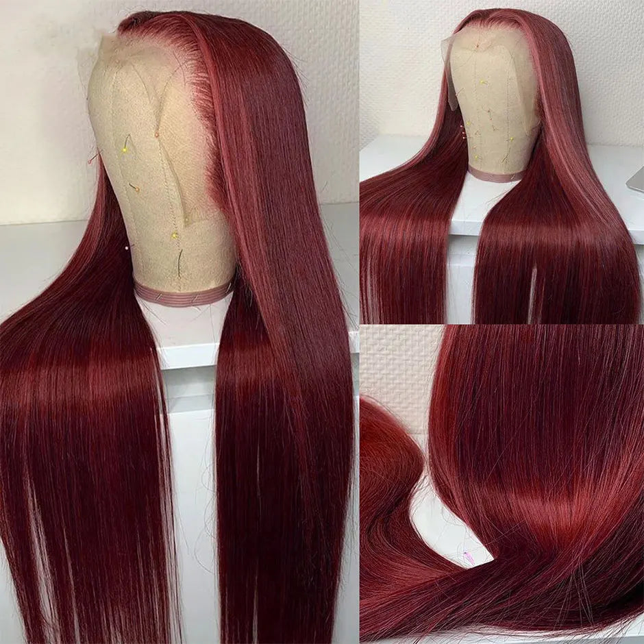 Reddish Brown Human Hair Wigs#33 Straight 13x6 Transparent Lace Frontal Wigs For Women Glueless wig human hair ready to wear