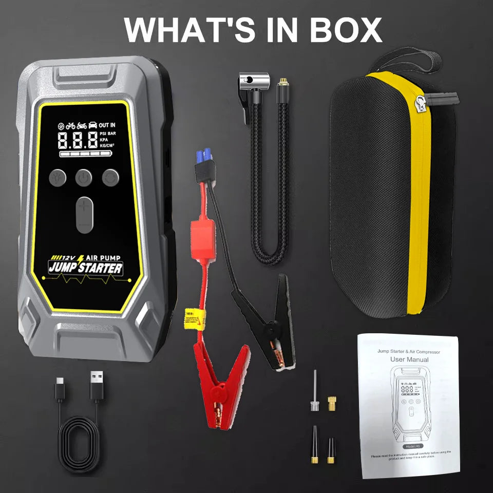 GKFLY 4000A 7000A Car Jump Starter Air Compressor LCD Screen Portable Booster Charger Powerful Car Battery Starting Device