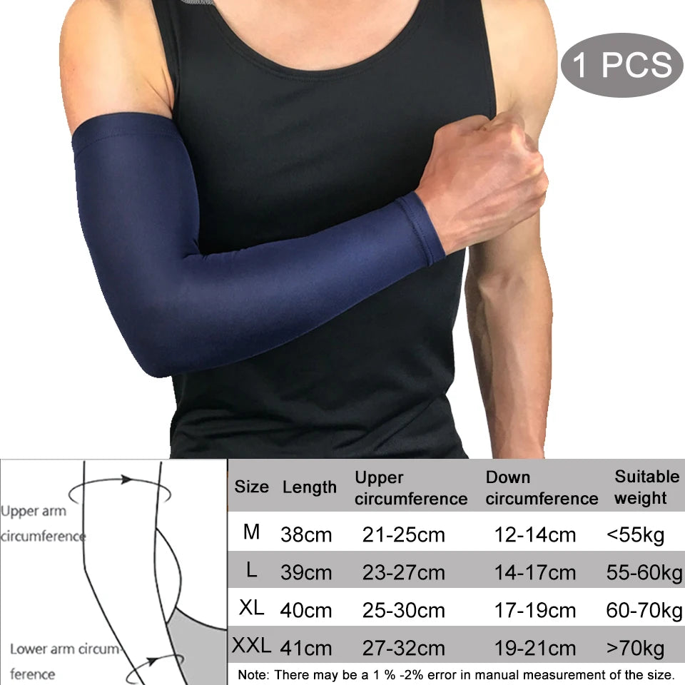 1Pcs Breathable Quick Dry UV Protection Running Arm Sleeves Basketball Elbow Pad Fitness Armguards Sports Cycling Arm Warmers