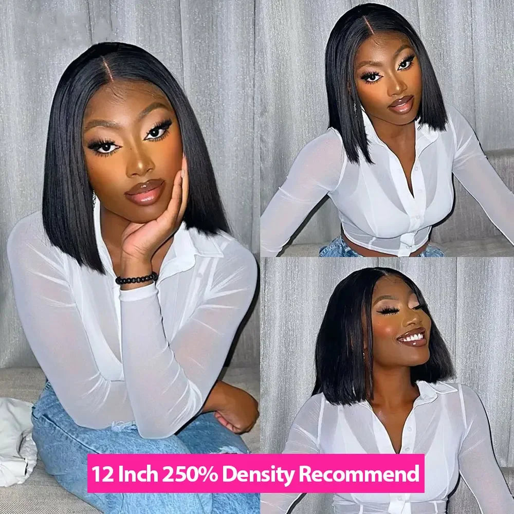 Wear Go Glueless Bob Wig Lace Front Human Hair Wigs Short Bob HD Lace Frontal Wig Straight 4x4 HD Transparent Lace Closure Wigs