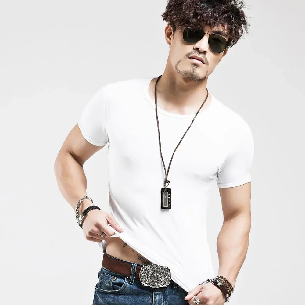 2026 Brand New Men T-Shirt Tops V-neck Short Sleeve Tees Men's Fashion Fitness Hot T-shirt For Male Man T-shirt Size 5XL