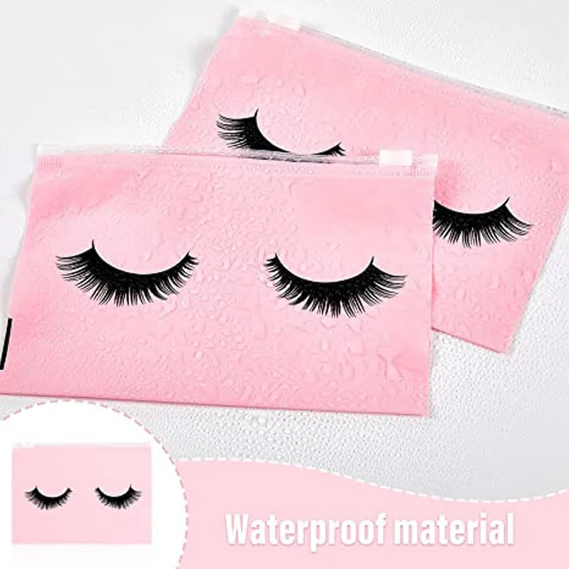 50pcs Eyelash Aftercare Bags Reusable EVA Makeup Bags Toilet Travel Plastic Storage Bag Makeup Pouch Cosmetic With Zipper