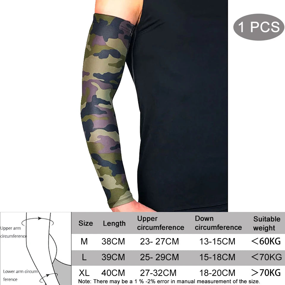 1Pcs Breathable Quick Dry UV Protection Running Arm Sleeves Basketball Elbow Pad Fitness Armguards Sports Cycling Arm Warmers