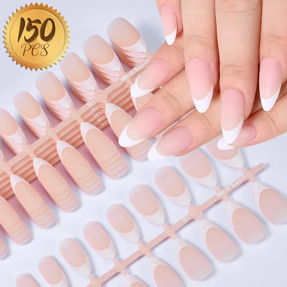 100 pcs d’ongles press-on rose clair, courts à moyens, carrés, faux ongles portables, 10 tailles, couverture complète, décoration pour doigts