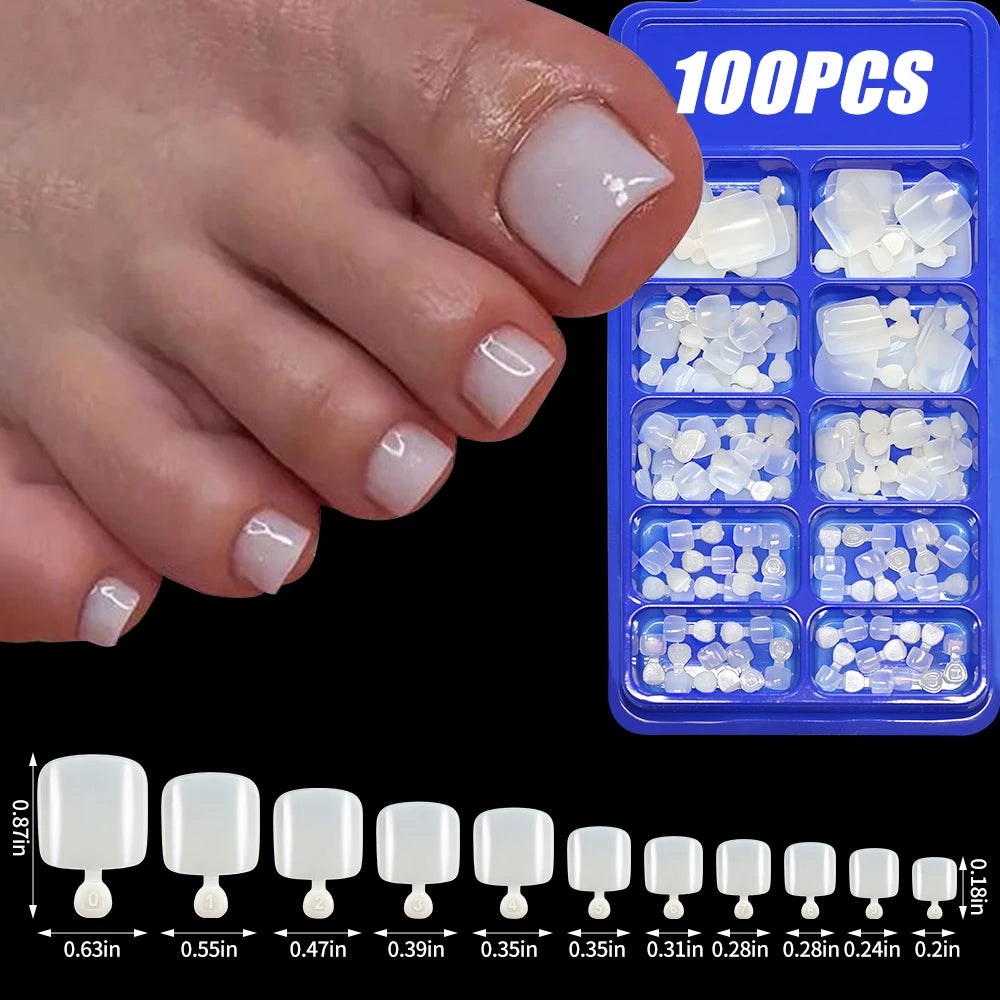 100 pcs d’ongles press-on rose clair, courts à moyens, carrés, faux ongles portables, 10 tailles, couverture complète, décoration pour doigts