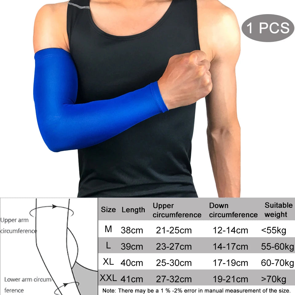 1Pcs Breathable Quick Dry UV Protection Running Arm Sleeves Basketball Elbow Pad Fitness Armguards Sports Cycling Arm Warmers