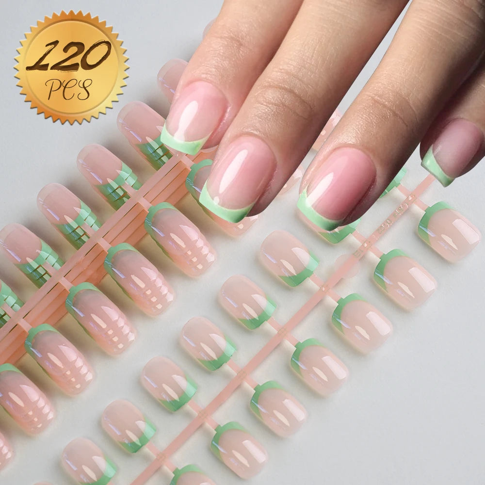 100 pcs d’ongles press-on rose clair, courts à moyens, carrés, faux ongles portables, 10 tailles, couverture complète, décoration pour doigts