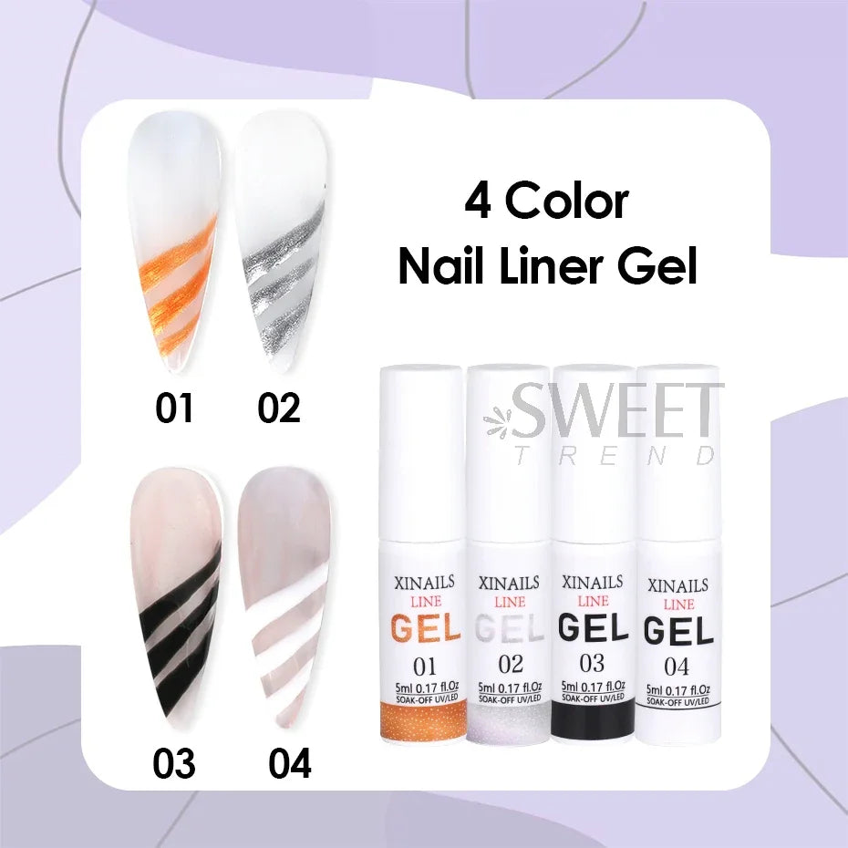 Vernis à ongles gel liner 5ml avec pinceau - Fil soie stylo noir blanc, peinture semi-permanente, outils de graffiti pour dessin et manucure