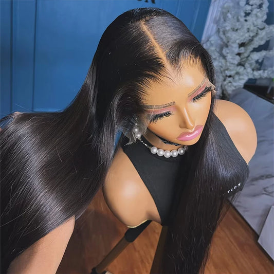 30 40 42 Inch 13x6 Hd Bone Straight Raw Human Hair Wigs 250 Density Brazilian Black Lace Frontal Wig Real Human Hairs For Women
