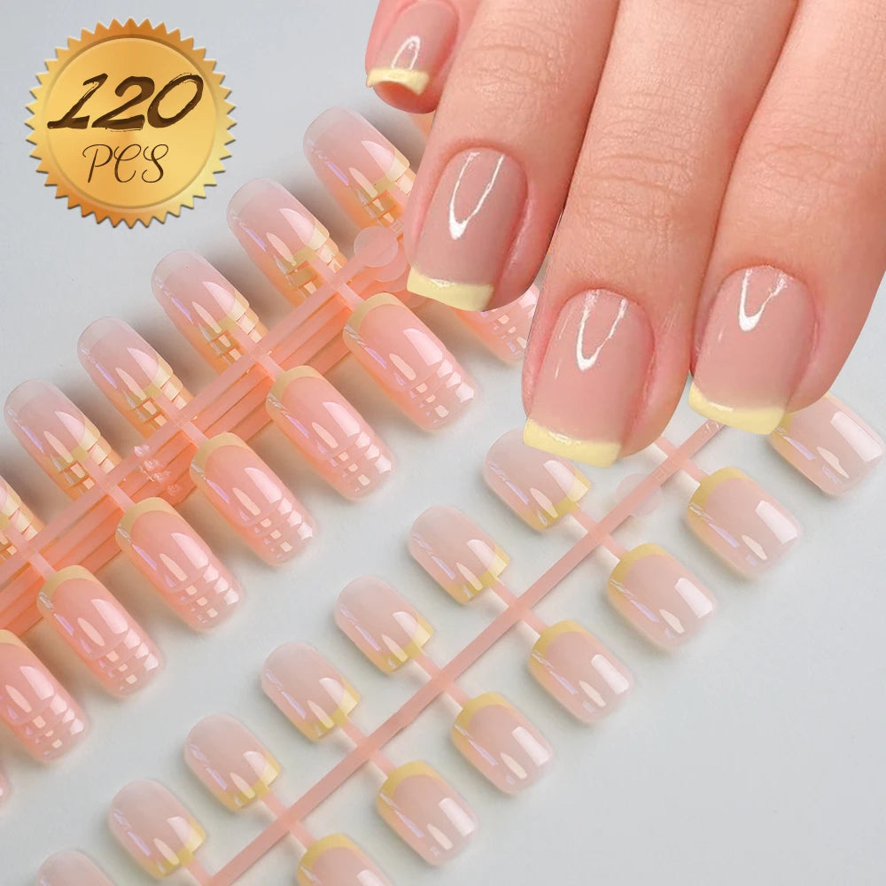 100 pcs d’ongles press-on rose clair, courts à moyens, carrés, faux ongles portables, 10 tailles, couverture complète, décoration pour doigts