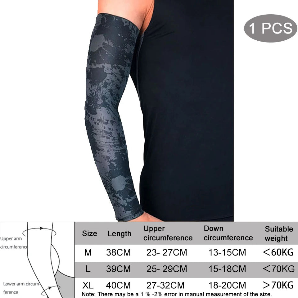 1Pcs Breathable Quick Dry UV Protection Running Arm Sleeves Basketball Elbow Pad Fitness Armguards Sports Cycling Arm Warmers