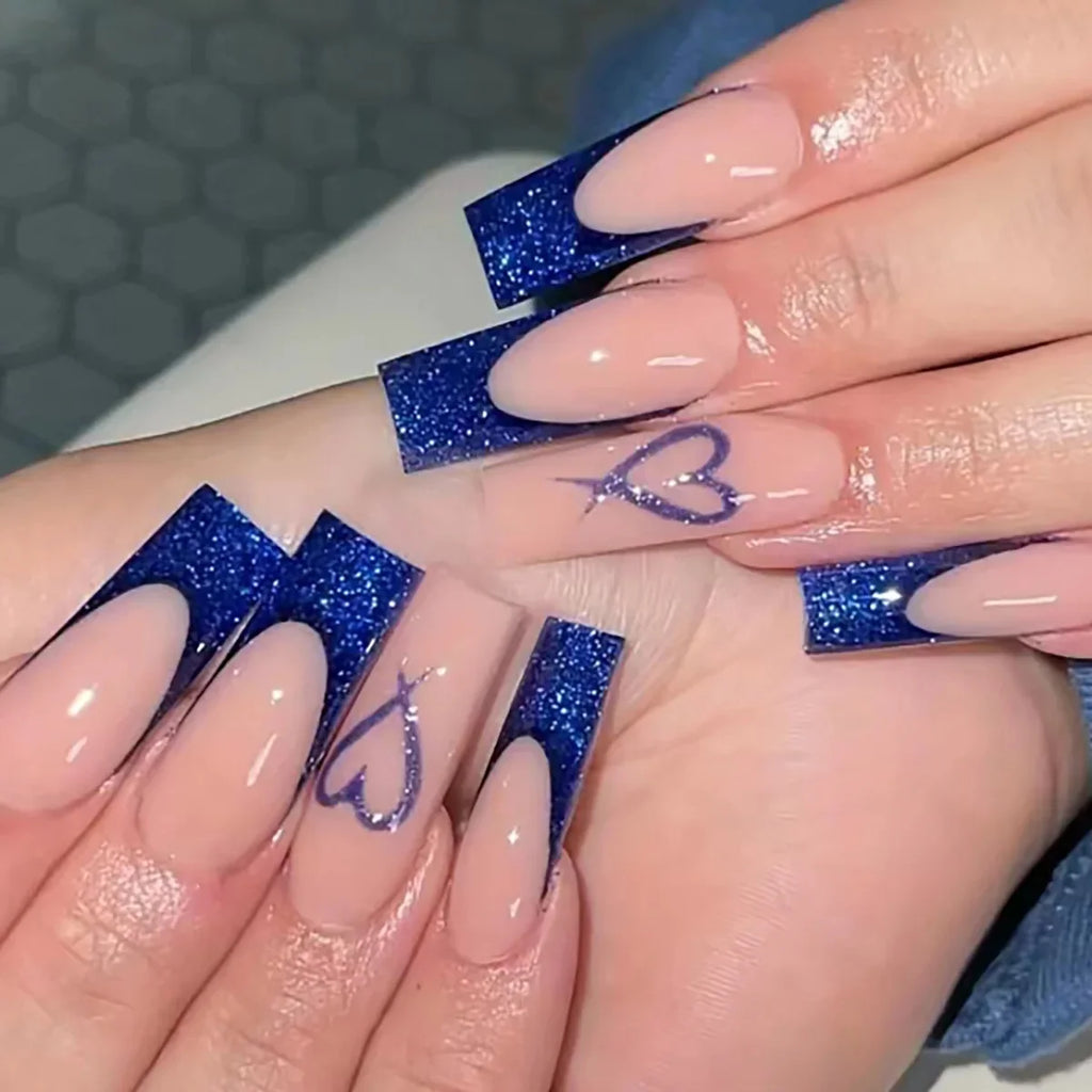 24 faux ongles carrés longs à poser avec imprimé léopard, design français 3D cerise, strass, couvrant entièrement