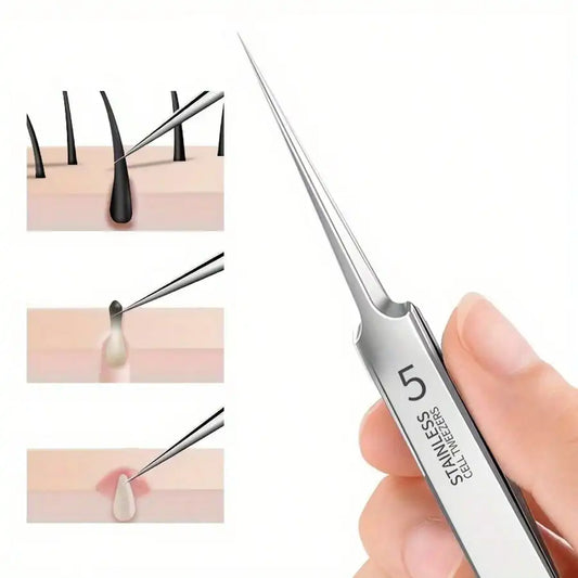 Facial Pore Cleaning Care Tools Ultra Fine Needle Tweezers Blackheads Acne Wart Skin Tag Removal Point Noir Black Head Clip
