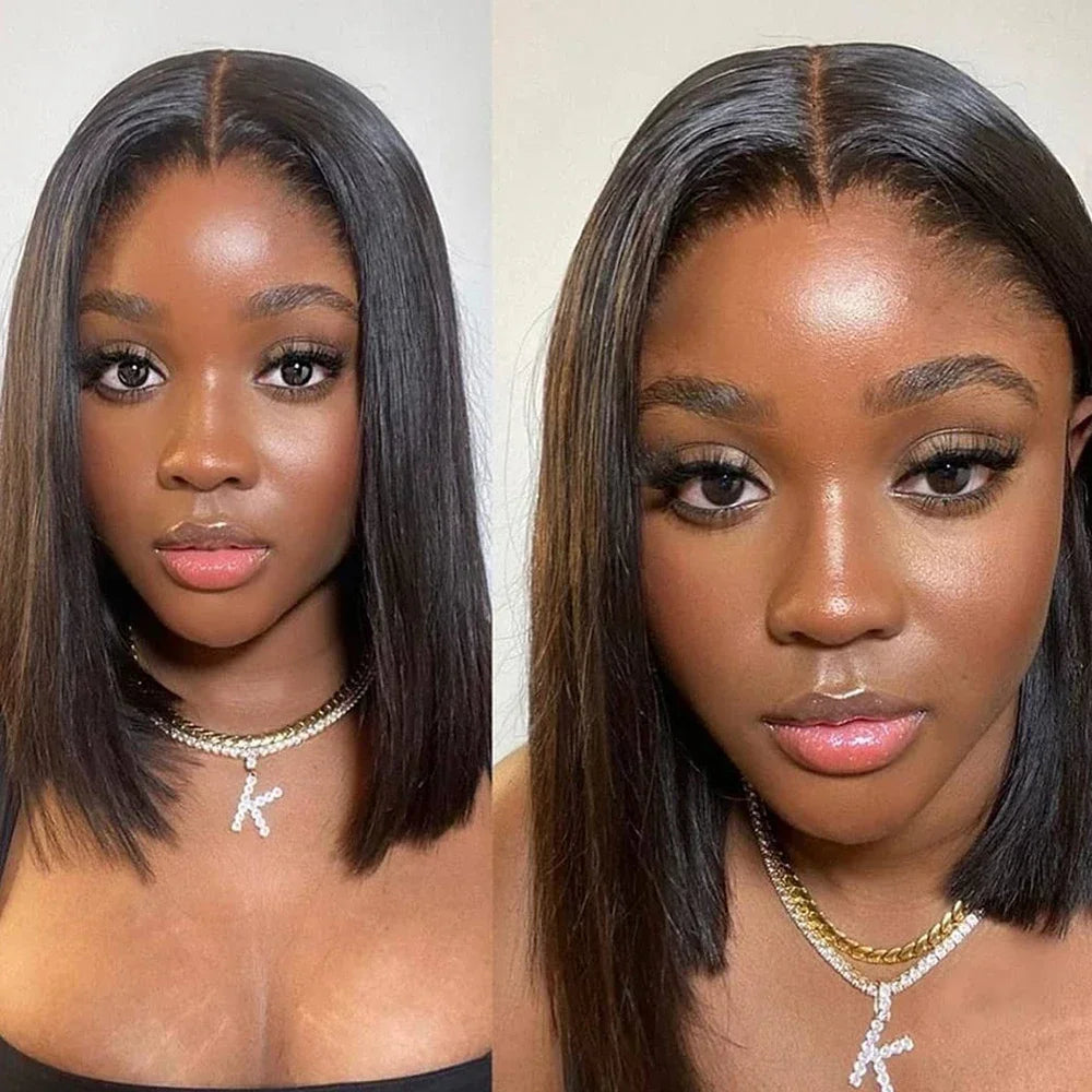 Wear Go Glueless Bob Wig Lace Front Human Hair Wigs Short Bob HD Lace Frontal Wig Straight 4x4 HD Transparent Lace Closure Wigs