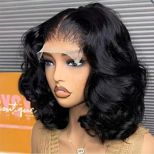 16 Inch 13x4 Body Wave Lace Front Human Hair Bob Wig Pre Plucked Wear and Go Short Wave Human Hair Wig for Women